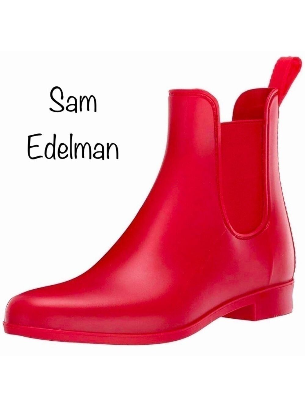 Sam Edelman Big Kids 3.5 Welles Vibrant Red Rain Boots perfect condition!